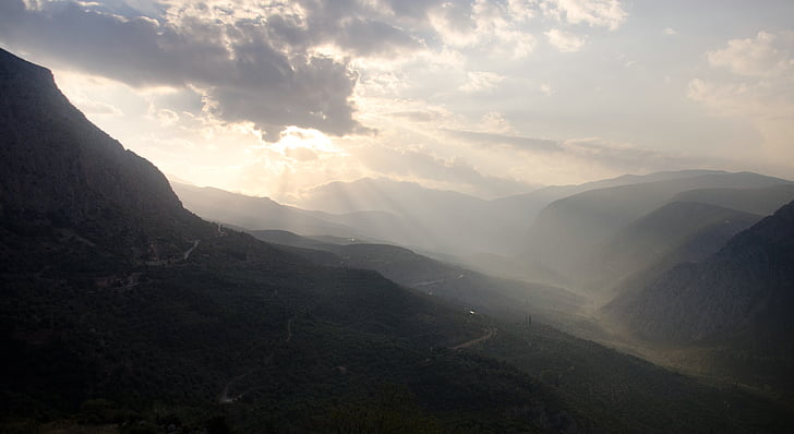 Delphi, planine, Drevni, mistično, Proročanstvo, Grčka, krajolik