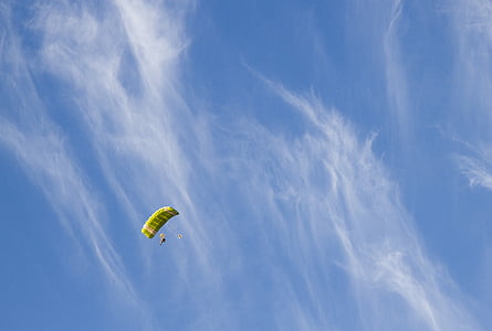 cel, paracaigudes, aire, vent, diversió, vacances, persona volant
