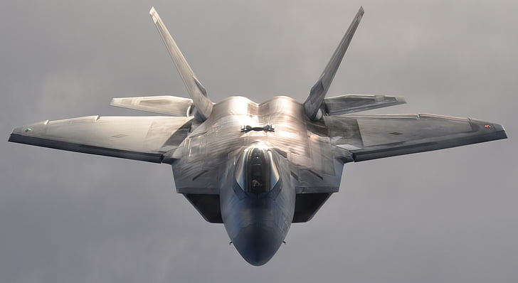 military jet, flight, flying, f-22, fighter, airplane, plane