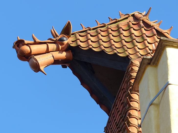 chrlič, Dragon, strecha, rohy, obrázok, mýtické bytosti