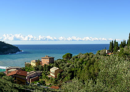 Bonassola, Liguria, Italia, laut, musim panas, alam, Pantai