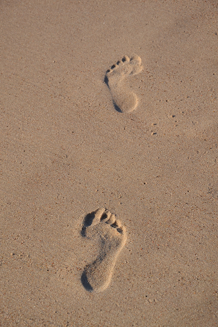traces, peus, sorra, la Costa, platja, Mar Bàltic, cames