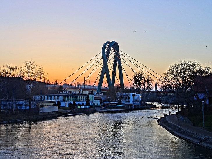 bydgoszcz, brda, university, bridge, structure, poland, river