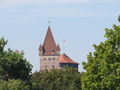 Castillo, Torre, edad media, Nuremberg, torre cuadrada