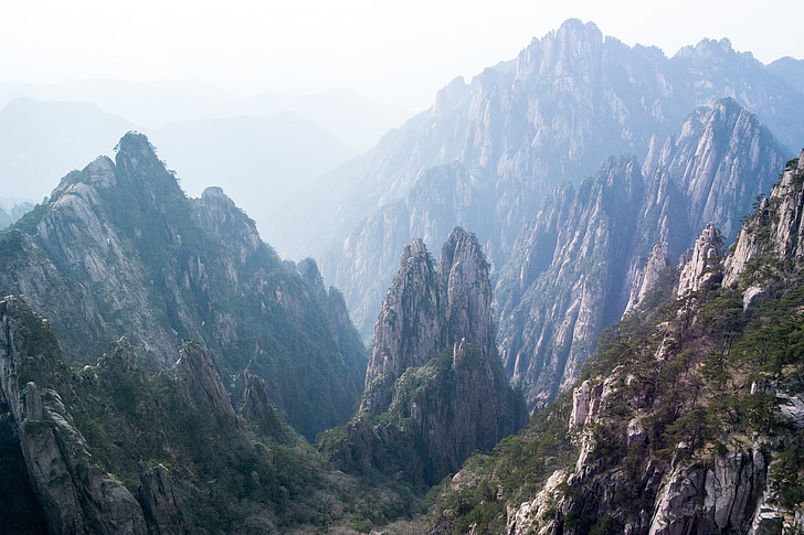 Sērskābe, kalns, Ķīna, klints, ceļojumi, augšpusē, lielisks skats