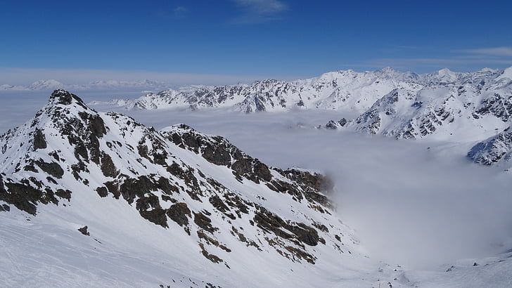 montanha, Alpes, paisagem, natureza, Cimeira, Hautes alpes, Inverno