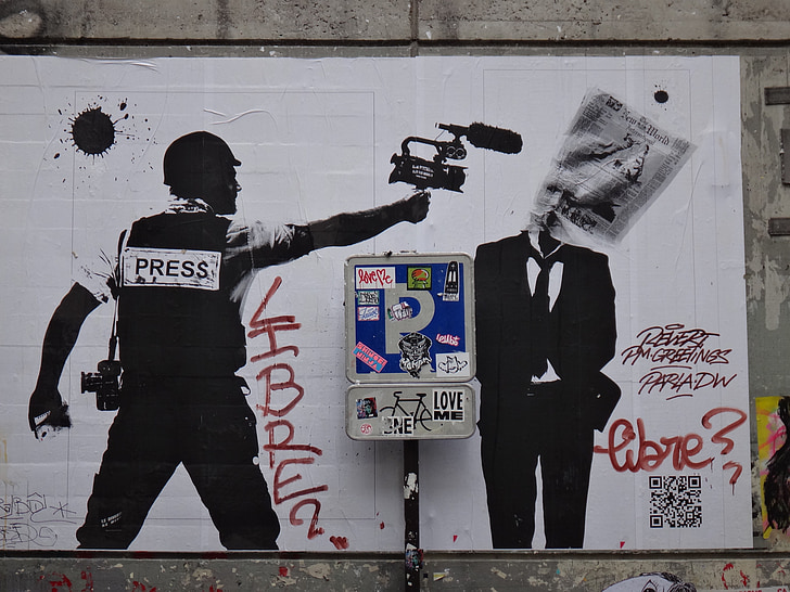 París, Graffiti, política, imagen, mural, creativa, concepto