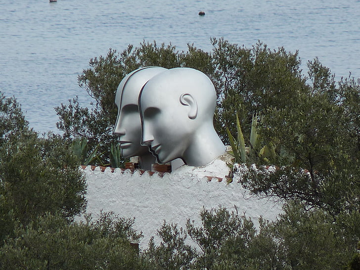 huvuden, Dali, Lligat port, museet, ansikte