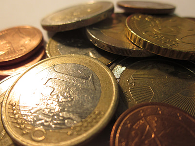 松散的变化, 欧元, 硬币, 硬币, 货币, 财务, 业务
