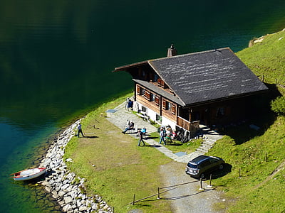 mountain hut, vacation, haus am see, mountain summit, bergsee, alpine, alpine lake