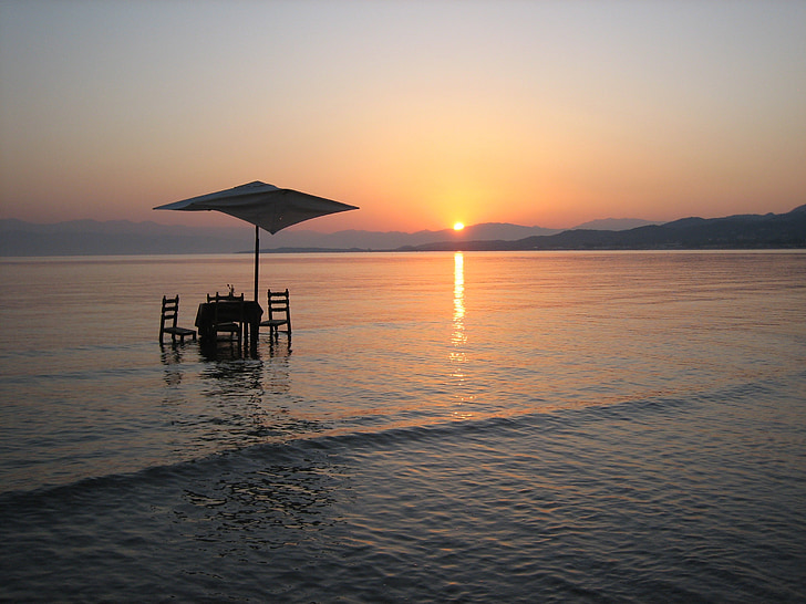 zonsopgang, Griekenland, Corfu, Roda, reizen, eiland, zee