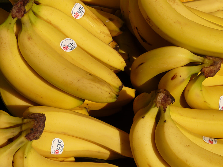 banán, gyümölcs, egészséges, sárga, trópusi, élelmiszer, banán cserje