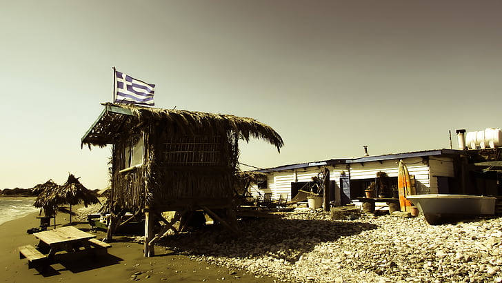 Cabaña, áspero, Playa, hippie, Dom, otoño, Chipre