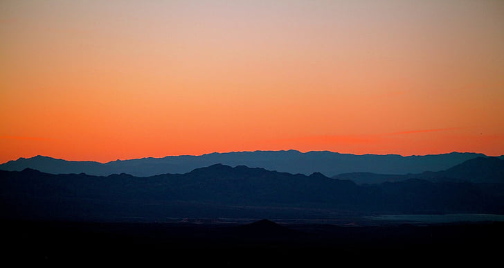 paesaggio, tramonto, colline, colorato, cielo, orizzonte, arancio