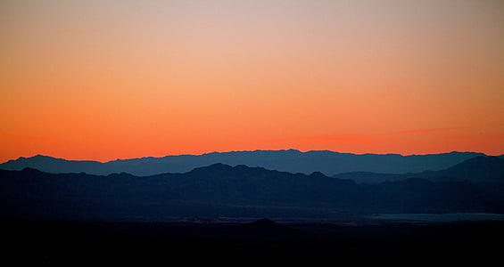 landscape, sunset, hills, colorful, sky, horizon, orange