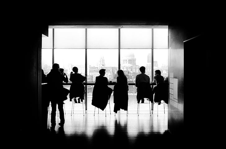 bar, business, conference, corporate, meeting, people, silhouettes