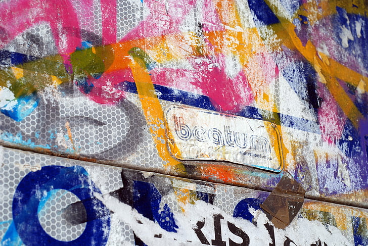 cartells, colors, graffiti, collage, colors brillants, artística, cultural