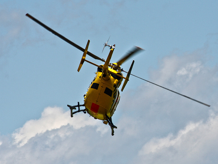 helikopter, helikopter penyelamat, ADAC, kuning, udara penyelamatan, terbang, helikopter ambulans