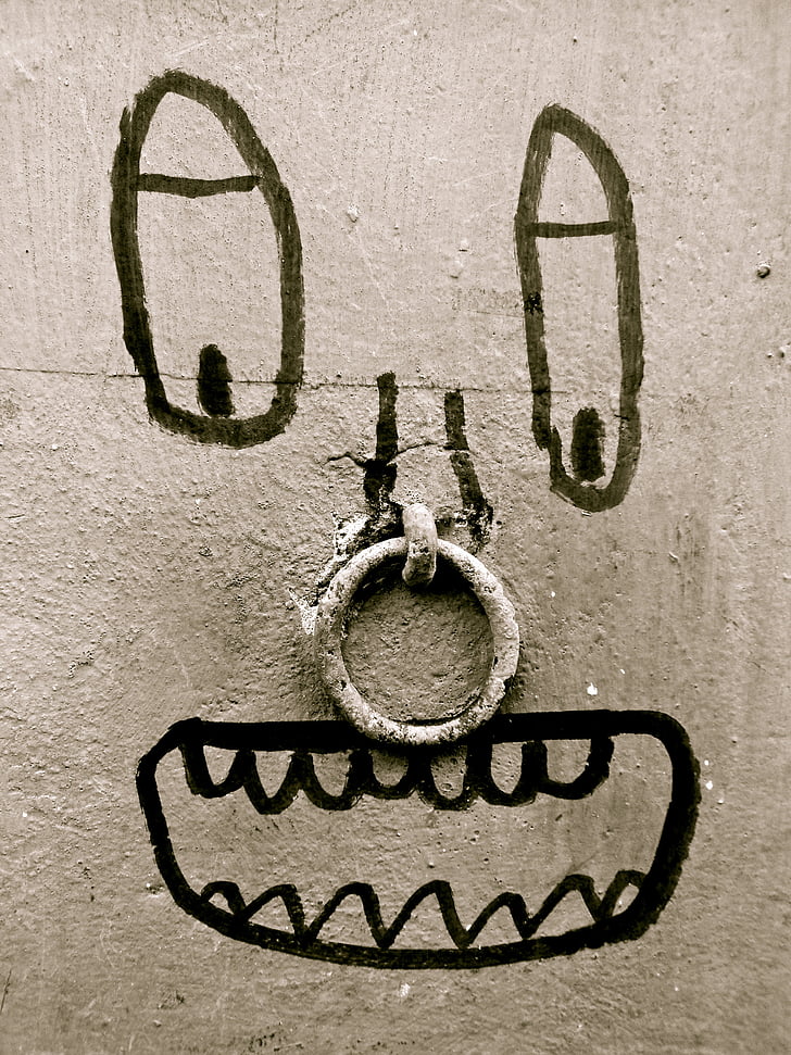 lõbus, Art, Graffiti, seina, nägu, Ring, pilt