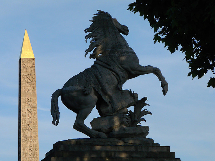 skulpturer, Obelisk, hest, chevaux de marly, Champs-élysées, vartegn, arkitektur