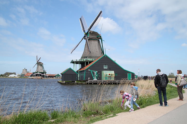 Mulino a vento, villaggio mulino a vento sangsiansi, Provincia del nord dei Paesi Bassi, Zaans museum, attrazioni turistiche, Museo Etnografico, culture