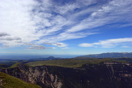 βουνό, τοπίο, σύννεφα, χλόη, ουρανός, πράσινο, Garda
