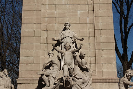 monumentet, Pojke, mor, landmärke, skulptur, arkitektur, barn
