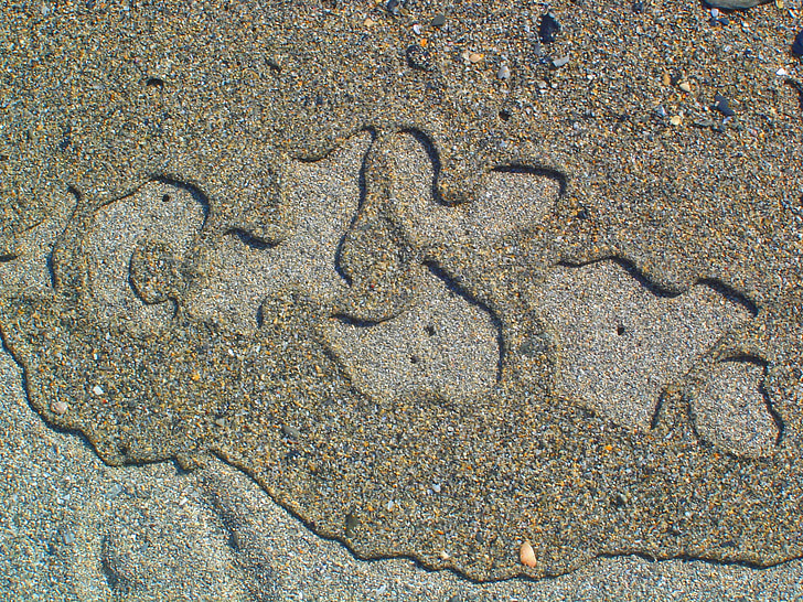 Sand, stranden, havet, vatten, mönster