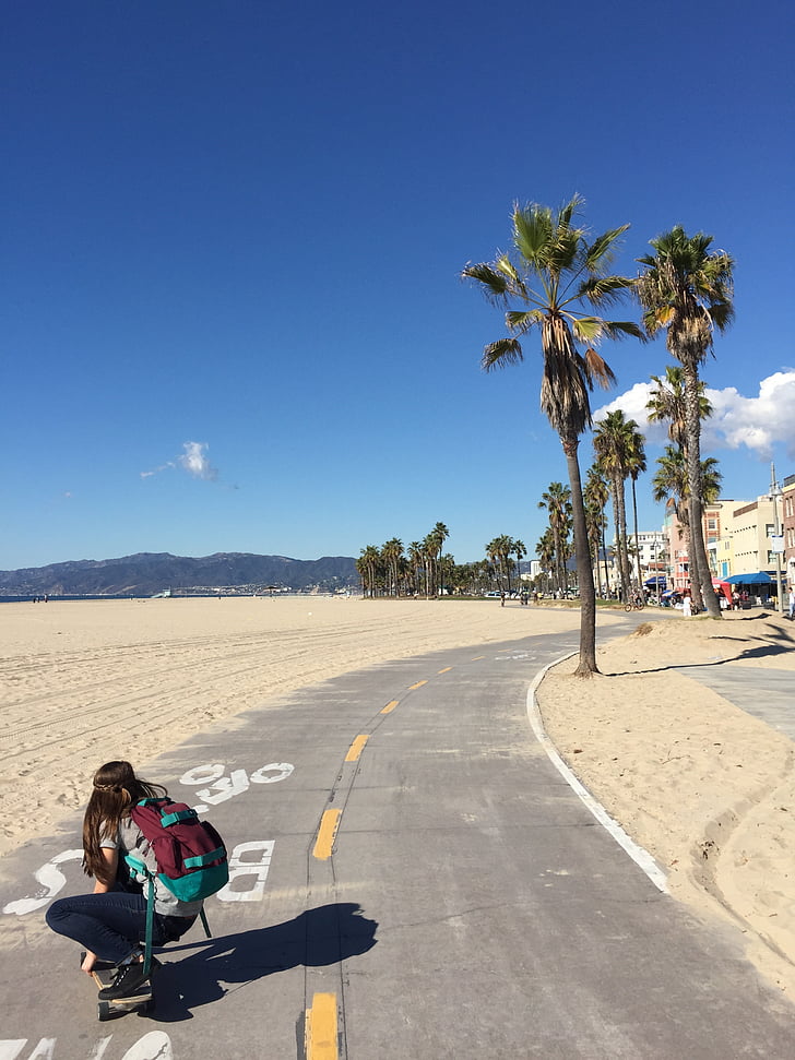 skateboarden, Venice beach, skateboard, Venetië, strand, Los, zomer