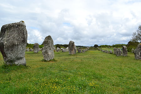 menhir, menhirs, stenen, Carnac, Bretagne, Frankrijk, uitlijning