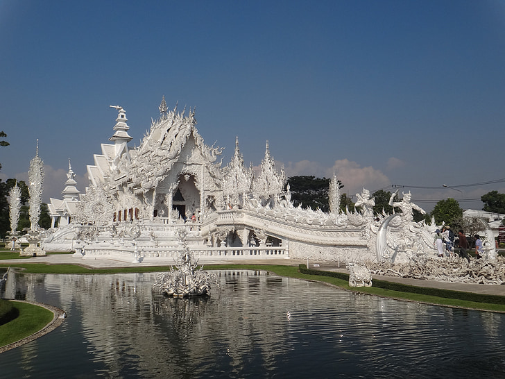 white temple, thai land, chiang rai, temple, white, thailand, asia