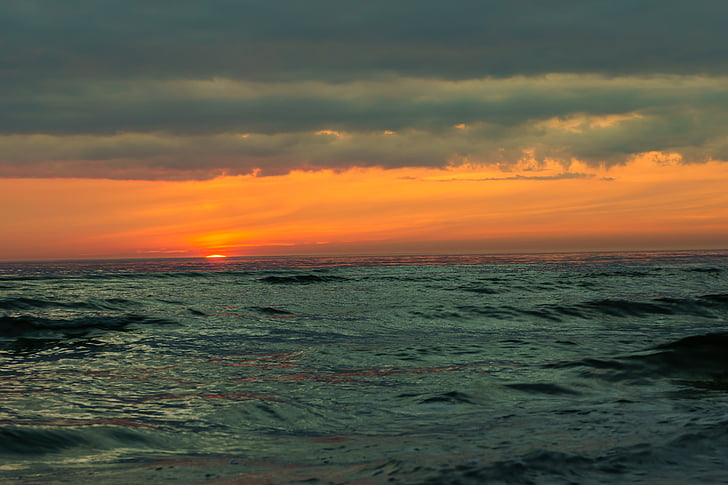 tramonto, Mar Baltico, mare, cielo, orizzonte, nuvole, viaggio