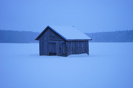 hut, snow, log cabin, scale, wintry, cold, frost