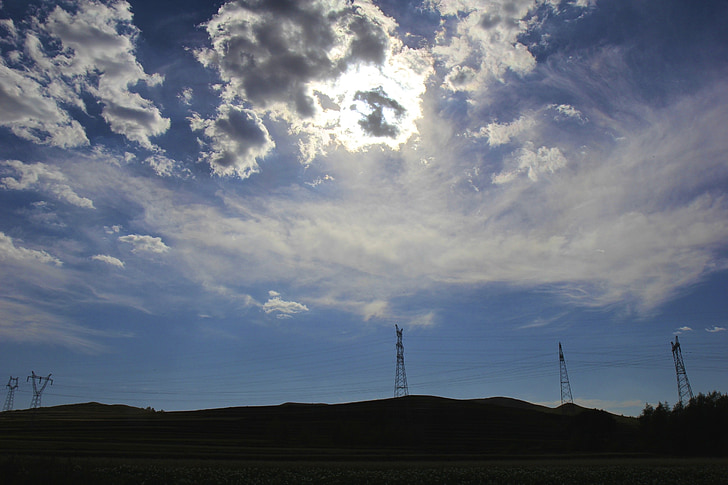 zhangbei, grasslands road, blue sky, technology, electricity, nature, fuel and Power Generation