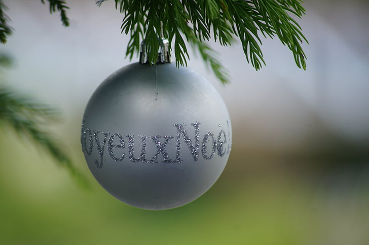 žogo, božič, Vesel Božič, dekoracija, srebrna, drevo, Kristalna krogla