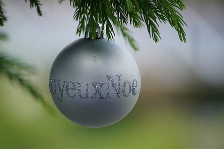 Ball, Christmas, Joyeux Noël, décoration, Silver, arbre, boule de cristal