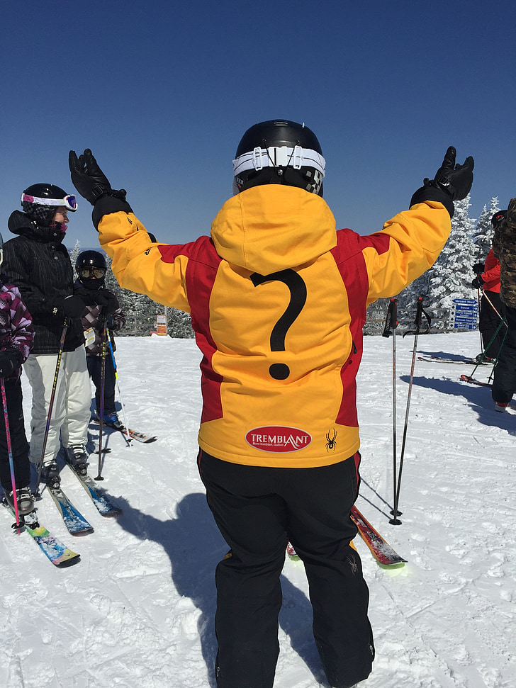person, skier, question, back, winter, ski, instructor