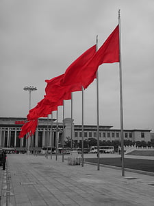 Cina, bendera, bendera, sosialisme, pukulan, bergetar, tiang bendera