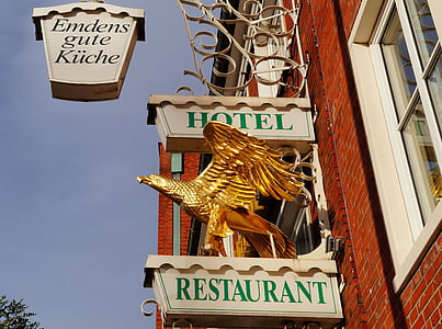 Hotel, Emden, tradice, jíst, vynikající, Ornament, zlatý