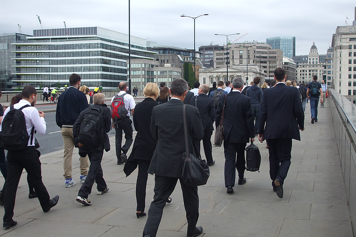 London bridge, osoby dojeżdżające do pracy, Londyn, ludzie, biznes, tłum, miejski scena
