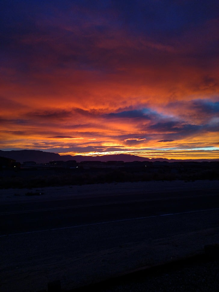 posta de sol, vermell, taronja, violeta, Nou Mèxic, natura, capvespre