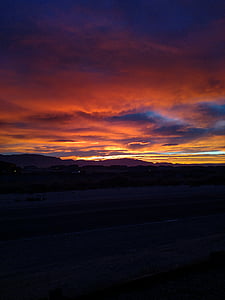 posta de sol, vermell, taronja, violeta, Nou Mèxic, natura, capvespre