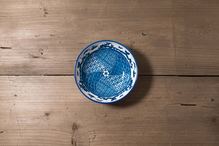 mísa, keramika, Japonština, jídlo, modrá, dřevo - materiál, žádní lidé