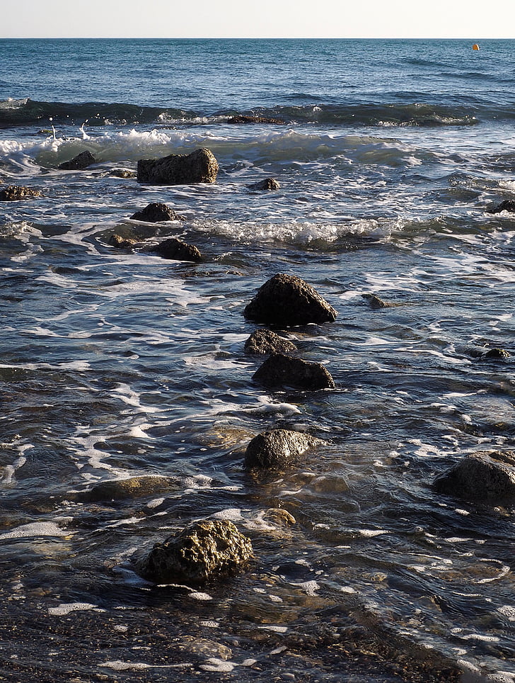 κύματα, στη θάλασσα, παραλία, βράχια, τοπίο, πέτρες, Ακτή