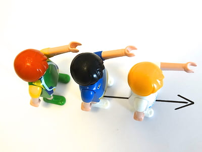 playmobil, figures, personal, in a row, immediately, standing, forward