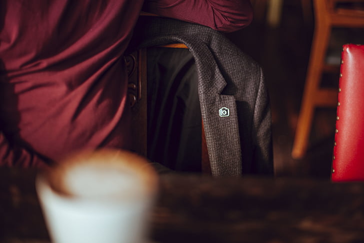 pin, camera, formal, coat, black, coffee - Drink, cafe