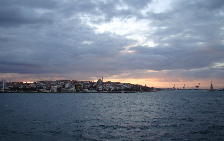 Turkije, Bosporus, Straat, Istanbul, brug, kanaal, schip