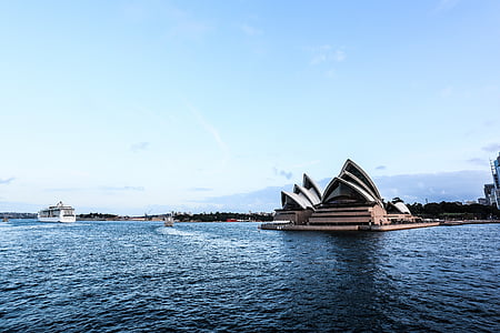 Australia, Sydney, opera, giorno blu, Baiyun, paesaggio, cielo