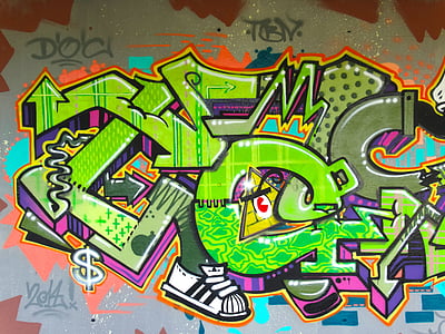 Graffiti, farge, fargerike, dekorative, spray, kunst, kreativitet
