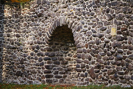 stone wall, grotto, wall, feilenmoos, clumping stone, grass stone, ludwigslust-parchim